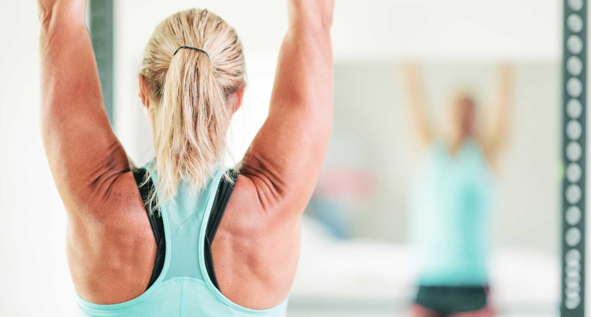 Woman working out at home